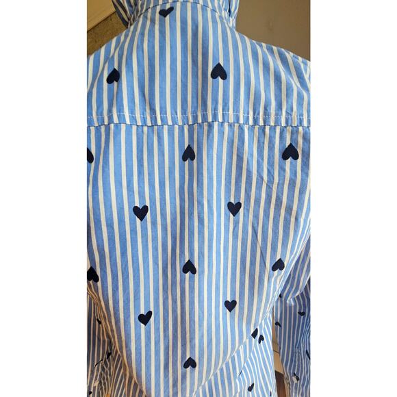 J Crew Heart, Striped, Button Down, Ruffled Neck, Blouse / Shirt, NWOT, Sz XS - Picture 6 of 12